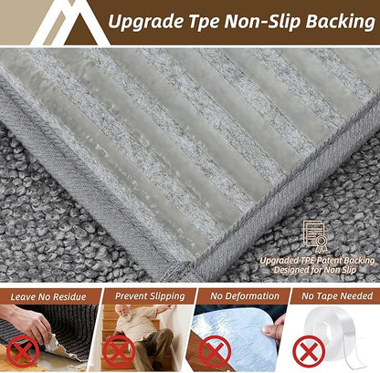 COSY HOMEER Stair Landing Rugs Non-Slip Corner Indoor Edging Stair Treads for Wooden Steps,Washable Soft Stair Landing Mat for Kids,Elder and Dogs,Polyester,TPE Backing,Medium Grey,30x30inch