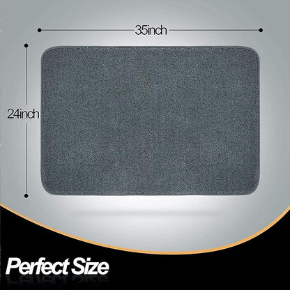 ITSOFT Dirt Trapper Indoor Door Mat & Entrance Rug for Wet Muddy Shoes and Pet Paws, Non-Slip Machine Washable, Shoe Scraper, Absorbent Welcome Dog Mat for Front Door, Entry Way (35x24, Gray)