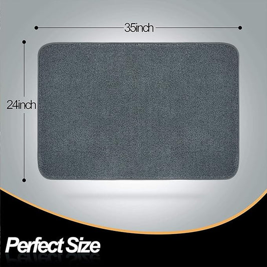 ITSOFT Dirt Trapper Indoor Door Mat & Entrance Rug for Wet Muddy Shoes and Pet Paws, Non-Slip Machine Washable, Shoe Scraper, Absorbent Welcome Dog Mat for Front Door, Entry Way (35x24, Gray)