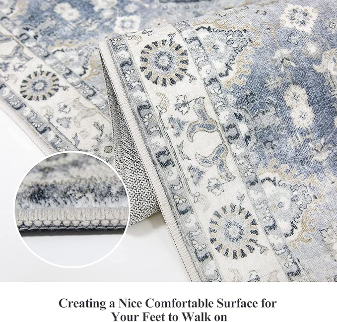 HY HAO YUN LAI Non Slip Runners for Hallways,Washable,Long Ultra Soft Kitchen Runner Rug,Non Shedding for Accent Farmhouse (Grey, 2 X 12)