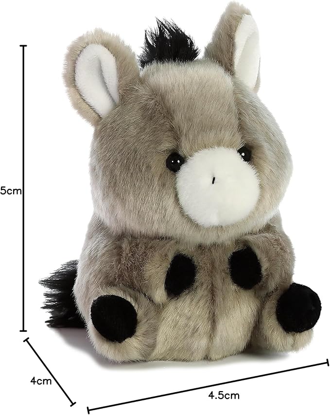 Aurora® Playful Rolly Pet™ Bray Donkey™ Stuffed Animal - Compact Size for On-the-Go Fun - for Adults, Kids, Birthdays, and Anniversaries - Gray 5 Inches