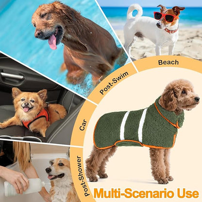 Dog Bathrobe Super Absorbent Dog Towels Large Quick Drying Robes for After Bath Soft Adjustable Warm Keeping Dogs Towel(S-XXL)