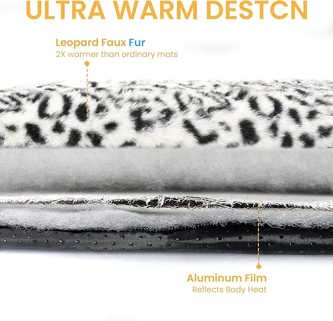 Self Warming Cat Pad for Cats and Dogs, Non Electric Thermal Pet Mat, Washable Soft Sleeping Mat with Non Slip Backing, Indoor & Sheltered Outdoor Use, 30 x 24 in, Black/White