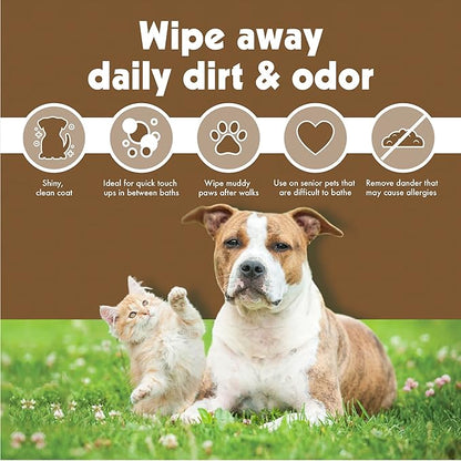 Petkin Large Oatmeal Pet Wipes for Dogs and Cats, 400 Count, Soothes Itchy Skin and Cleans Ears, Face, Butt, Body and Eye Area