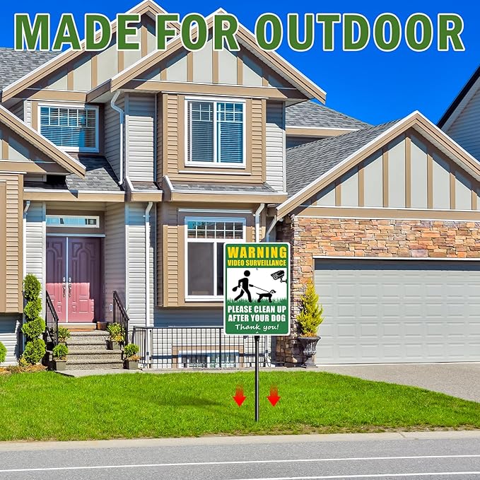 14 X 10 Inches Please Clean Up After Your Dog Metal Sign with 36 inch Heavy Duty Aluminum Stake, No Dog Poop Signs, Pick Up After Your Dog Sign, Pick Up After Your Dog Sign for Yard Lawn