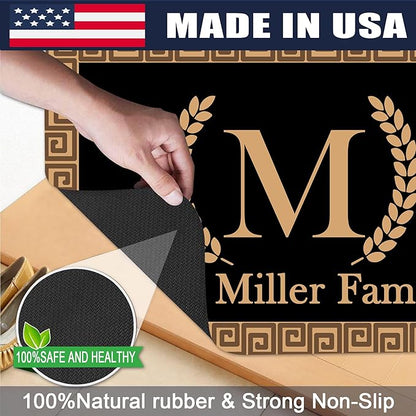 Custom Doormat with Family Name Fashion Personalized Entryway Door Mat Front Door Mat for Outdoor Decor Entrance Mat Customised Rug Christmas Housewarming Gift with Anti-Slip Backing