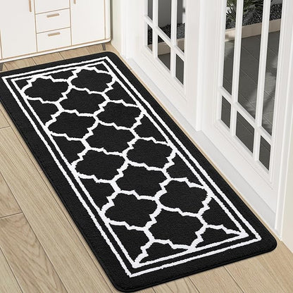Buganda Runner Indoor Door Mat, Dirt-Resistant and Absorbent Doormat, Anti-Slip, Low Profile Floor Mats for Inside Entryway, Front, and Back Door Entrance (47x20 Inches, Black)