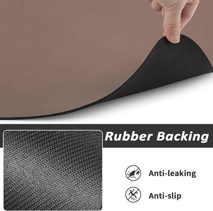 Dog Food Mat - Absorbent Cat Mat for Food and Water, No Stains Pet Feeding Bowl Mat, Easy to Clean Pet Placemats, Quick Dry Dog Water Dispenser Mat for Messy Drinkers | Brown 12"x 19"