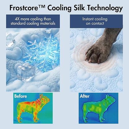 Spark Paws Cooling Mat for Dogs - Self Cooling Dog Mat & Pet Cooling Pad for Large, Medium & Small Dogs - Non-Toxic, Non-Gel Washable Cooling Bed - Hearts Blue - Size L