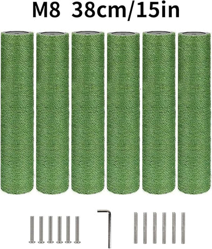 BNOSDM 6 Pack M8 15”x2.75” Cat Tree Scratching Post Replacement Parts for Indoor Cats Tower Rope Scratch Poles Refill Sisal Pole Part for Refurbishment Accessories Spare Green