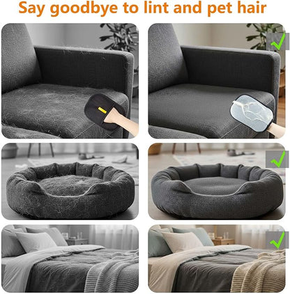 Thickened Pet Hair Removal Glove - Electrostatic Cat Dog Hair Remover Glove, Reusable Magic Brush Pet Hair Remover Tool for Couch, Carpet, and Car Seat (Black, 2 Pack)