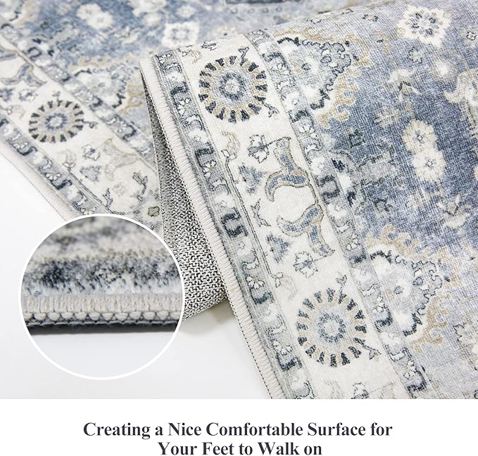 HY HAO YUN LAI Non Slip Runners for Hallways,Washable Rug,Long Ultra Soft Kitchen, Non Shedding Accent Farmhouse (Grey, 2 X 10)
