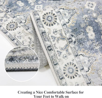 HY HAO YUN LAI Non Slip Runners for Hallways,Washable Rug,Long Ultra Soft Kitchen, Non Shedding Accent Farmhouse (Grey, 2 X 10)