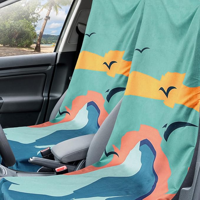 2 Pack Car Seat Towel Cover and Athletic Running Towel with Storage Bags, Sweat Washable Gym Seat Protector Non Slip for Dog Pet Workout Running Outdoor Sport Activities(Sasquatch)