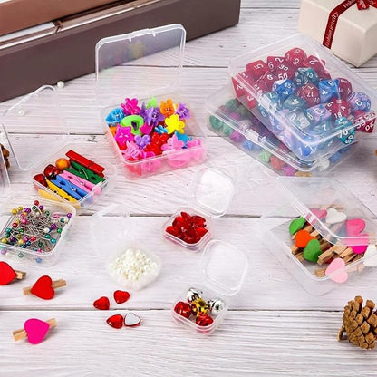 SATINIOR 24 Packs Small Clear Plastic Beads Storage Containers Box with Hinged Lid for Storage of Small Items, Crafts, Jewelry, Hardware(4.45 x 3.3 x 1.18 Inches)