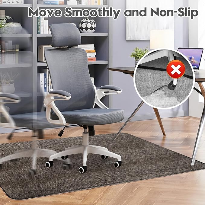 Sycoodeal Office Chair Mat for Hardwood & Tile Floor,Computer Gaming Chair Mat for Rolling Chairs Non-Curve, Anti-Slip, Heavy Duty Floor Protector for Home Office,Dark Coffee (48" x 55")