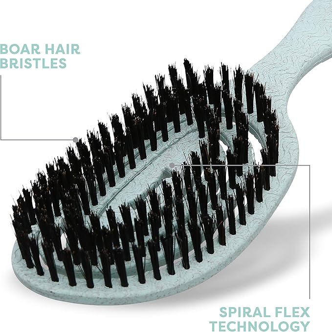 BioSilk for Dogs Eco-Friendly Boar Hair Bristle Brush in Mint Green | Easy to Hold Ergonomic Handle Dog Brush for Shedding | Best Pet Brush for Dog Grooming
