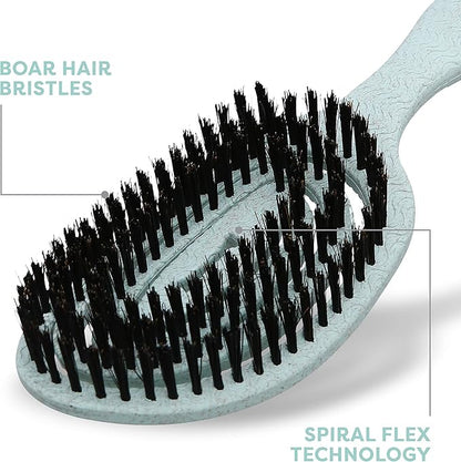 BioSilk for Dogs Eco-Friendly Boar Hair Bristle Brush in Mint Green | Easy to Hold Ergonomic Handle Dog Brush for Shedding | Best Pet Brush for Dog Grooming