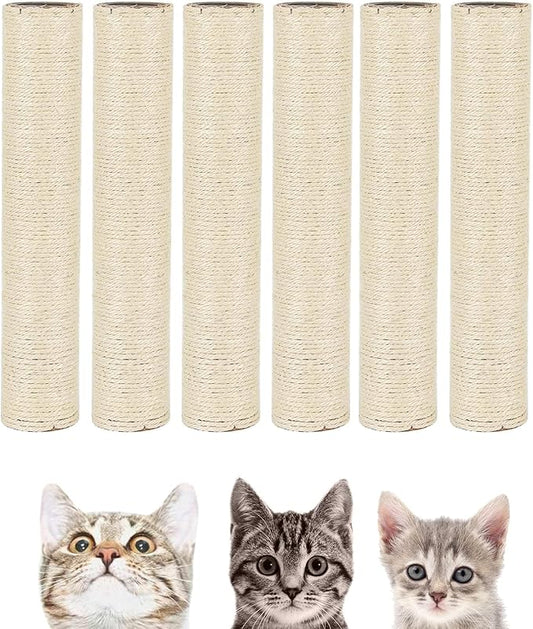 BNOSDM 6 Pack 15”x2.75” M8 Cat Tree Scratching Post Replacement Parts for Indoor Cats Tower Rope Scratch Poles Refill Sisal Pole Part for Refurbishment Accessories Spare