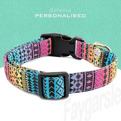 Faygarsle Bohemian Geometric Pattern Dog Collar for Small Medium Large Boys Girls Dogs M
