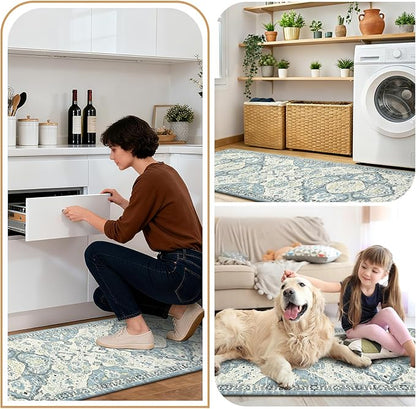 Ileading Anti Fatigue Kitchen Rugs Sets of 2 Cushioned Kitchen Mats for Floor Waterproof Kitchen Mat Set Non Slip Comfort Standing Mat for Kitchen, Office, Sink, Laundry