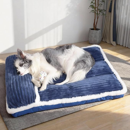 KHONSU PET Dog Bed with Pillow 3.5in Orthopedic Pad for Large Dogs up to 90 lbs Waterproof Removable Cover Machine Washable for Extra Large Dogs