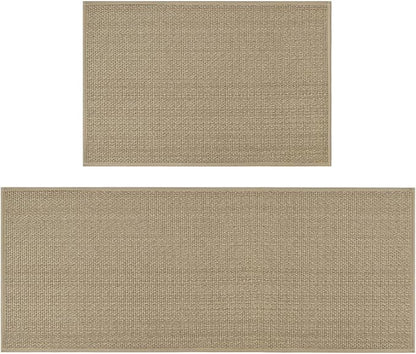 Artoid Mode Washable Non Slip Kitchen Rugs and Mats Set of 2, Rubber Backing Absorbent Kitchen Mats for Floor Front of Sink - 24x35 and 24x60 Inch
