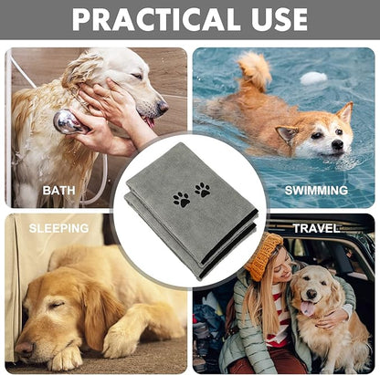 2Pieces Microfiber Pet Bath Towel Dog Towel.Dog Towel Soft Absorbent Drying for Small Medium Large Dogs and Cats with Great for Bathing and Grooming (35 x 20 Inch Grey)