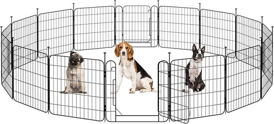 Yaheetech Expandable Dog Playpen, 16 Panel 24 inch Puppy Playpen with Door Indoor/Outdoor Pet Fence for Small Medium Dogs