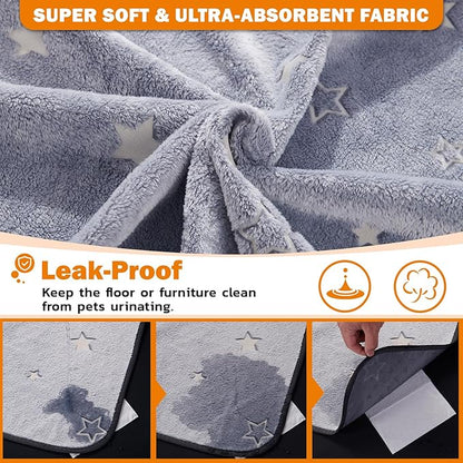 LOOBANI Washable Pee Pads for Dogs, Fast Absorption Reusable Puppy Pads, Waterproof Whelping Pads, Non Slip Training Pads Pet Playpen Mat for Floor, Dog Crate, Grey 2 Pack 34 x 52 in