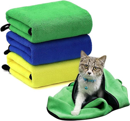 pawstrip 3 Pcs Dog Bath Towel Super Absorbent Puppy Drying Towel Microfiber Pet Grooming Towels for Medium Small Dogs Quick Dry Doggy Blanket, 24''x12''