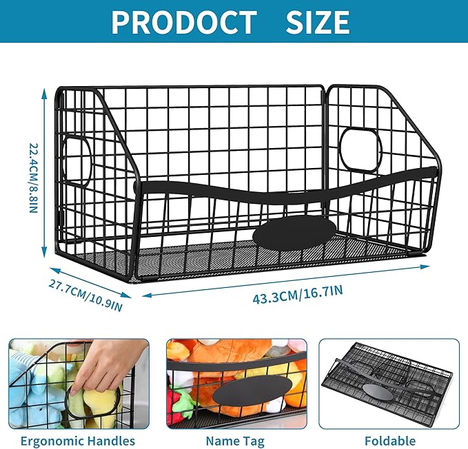 Dog Toy Basket, Dog Toy Storage Durable Chew Pet Toy Bin for Pet-Friendly Access Pet Toy Basket with Handles, Foldable