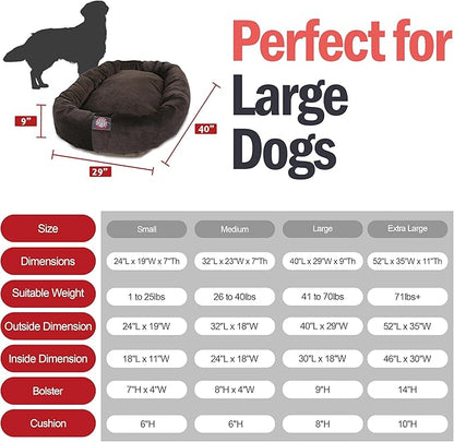 Majestic Pet 40 Inch Micro Velvet Calming Dog Bed Washable – Cozy Soft Round Dog Bed with Spine for Head Support - Fluffy Donut Puppy Mat 40x29x9 (inch) Large – Storm (2025)