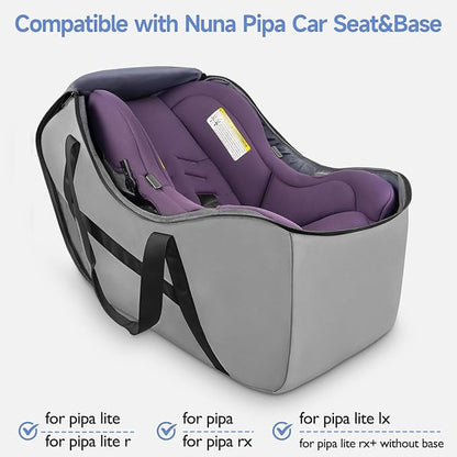 YOREPEK Infant Car Seat Travel Bag Compatible with UPPAbaby MESA V2 and Base,Fit for All Nuna Pipa Car Seat and Base, Padded Car Seat Bags for Air Travel, Carseat Cover for Airplane Travel, Grey