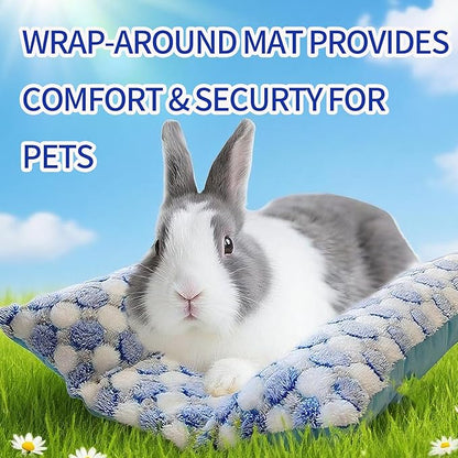 17x15in Waterproof & Reversible Rabbit Bed, Washable and Thickened Bunny Bed, Soft Fleece Pet Mat for Bunnies, Cats, Dogs & Small Pets (Blue)