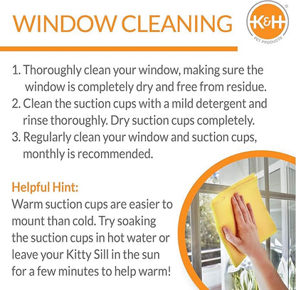K&H Pet Products EZ Mount Cat Window Perch Kitty Sill Scratcher Cradle, Sturdy Window Perch for Large Cats, Steel Frame Scratcher Hammock with Strong Suction Cups for Glass - 20 X 11in Cardboard