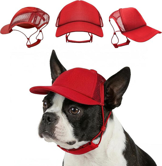 Tuff Pupper Dog Baseball Cap | UV Protection Dog Sun Hat | Breathable Lightweight Design | Secure Adjustable Chin Strap | Quick-Dry Fabric | Reinforced Brim | Small Medium Large Dogs (Red, S)