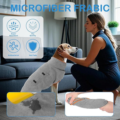 Large Dog Sweatshirts for Dogs, Bath Robe for Puppy After Shower, Soft Dogs Quick Drying Coat, Dog Bath Supplies, Towels with Adjustable Belly Strap Medium Robes