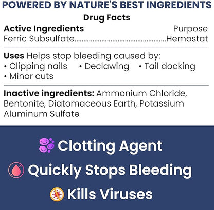Chew + Heal Labs Styptic Powder for Dogs & Cats - 1.5 oz - Quick Stop Bleeding for Dogs Nails & Minor Cuts - Blood Clotting Powder & Bleed Stop Formula
