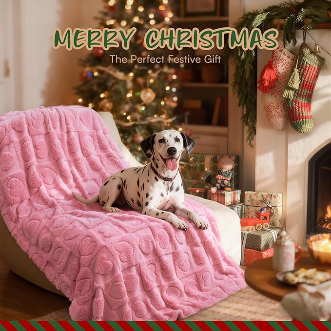 Luciphia 1 Pack 2 Small Dog Blanket Washable Pet Bed Cover Soft Fluffy Puppy Blanket with Premium Fleece 300GSM Cozy Calming Cat Blankets for Indoor Cats Pink 30x20 inch
