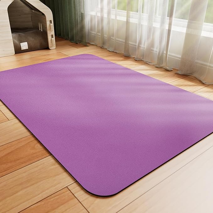 Dog Food Mat - Absorbent Cat Mat for Food and Water, No Stains Pet Feeding Bowl Mat, Easy to Clean Pet Placemats, Quick Dry Dog Water Dispenser Mat for Messy Drinkers | Purple 24"x36"