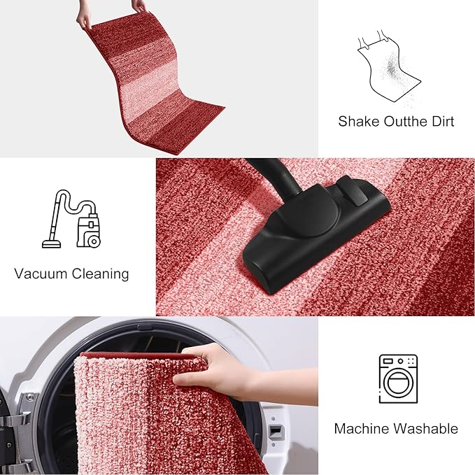 Smiry Dog Door Mat for Muddy Paws, Absorbs Moisture and Dirt, Low-Profile Entryway Mat with Non-Slip Backing, Entry Indoor Outdoor Doormat for Inside Floor (36x24 Inches, Burgundy, Striped)