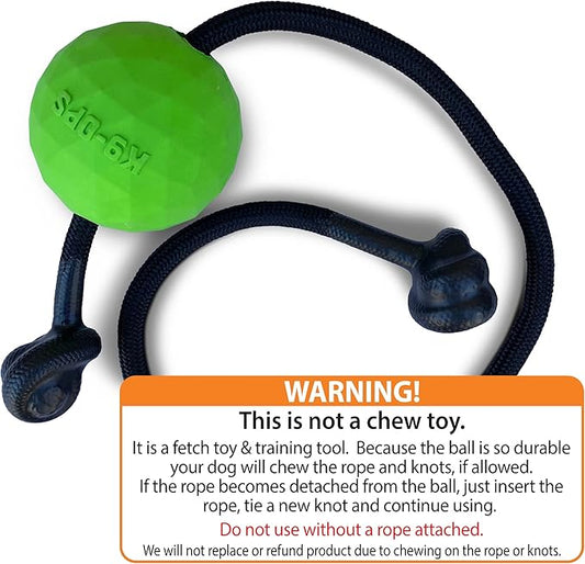 K9 Ops Dog Ball on a Rope Moki Tug Toy - Solid Rubber Fetch Training Reward - Large Dogs Tugs Durable Aggressive Chewers (Envy Green, MD/LG)