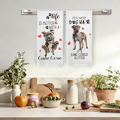 Cane Corso Gifts Kitchen Towels Set of 2, Dog Funny Hand Towels for Kitchen Bathroom Decor, Gifts for Dog Moms Lovers Owners Women Men Christmas Dishcloths Dish Towel 16X24 Inches