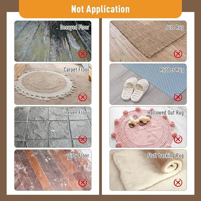 Rug-Gripper, Anti Slip Rug Grippers for Carpet, Upgraded Area Rug Pad Grippers Extra Sticky on Tile, Non-Slip Rug Pads Stopper for Hardwood Floor Washable Rug Tape Stickers 12x12cm 4 Pieces