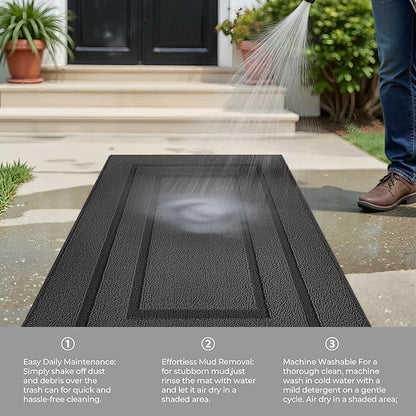 GRANNY SAYS Kitchen Mats for Floor Resist Dirt Kitchen Rugs Non Slip Washable, Small Rug for Sink Laundry Thick Durable Polypropylene Comfort Standing, 32" x 20", Charcoal Grey