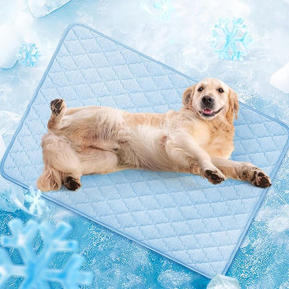 LOOBANI Dog Cooling Mat for Large Dogs - Dog Cooling Pad Durable, Cool Blanket Machine Washable, Large Pet Cool Mat for Outdoor, Indoor (Blue, 36"x56")