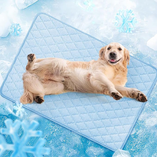 LOOBANI Dog Cooling Mat for Large Dogs - Dog Cooling Pad Durable, Cool Blanket Machine Washable, Large Pet Cool Mat for Outdoor, Indoor (Blue, 36"x56")