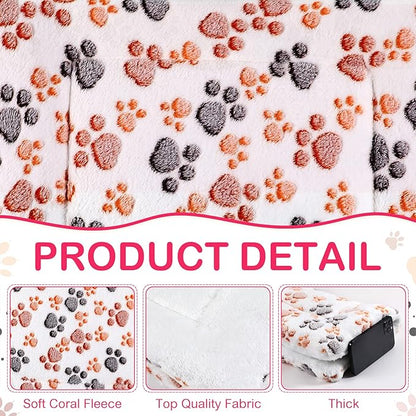 Tuanse 4 Pack Ultra Soft Dog Cat Bed Mat Small Animal Guinea Pig Bed with Cute Print Reversible Fleece Dog Crate Kennel Pad Cozy Washable Thickened Hamster Pet Beds Mat(23 x 18 Inches,Vivid Color)