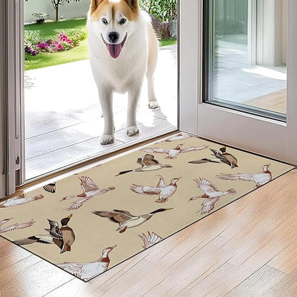 Flying Duck Skull Indoor Door Mat,Elegant Wildlife Floor Doormat,17x29.5in,Non Woven Non Slip Rubber Backing Nature and Bird Rug for Porch Insider,Bedroom,Kitchen,Doormats Gifts,Rv Camper Decor